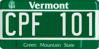 VT license plate CPF101