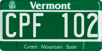 VT license plate CPF102