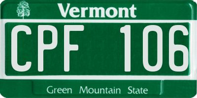 VT license plate CPF106