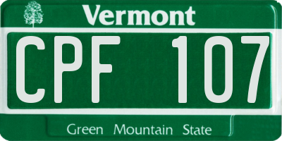 VT license plate CPF107