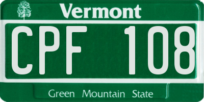VT license plate CPF108