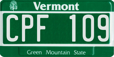 VT license plate CPF109