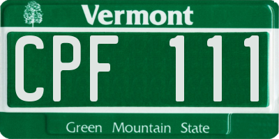 VT license plate CPF111