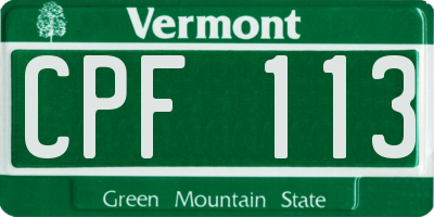 VT license plate CPF113