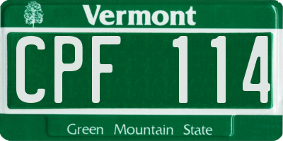 VT license plate CPF114
