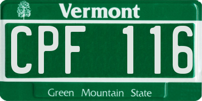VT license plate CPF116