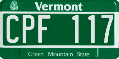VT license plate CPF117