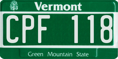 VT license plate CPF118