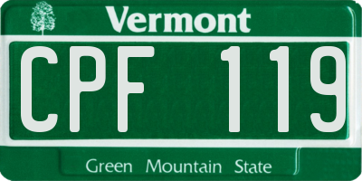 VT license plate CPF119