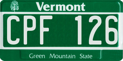 VT license plate CPF126