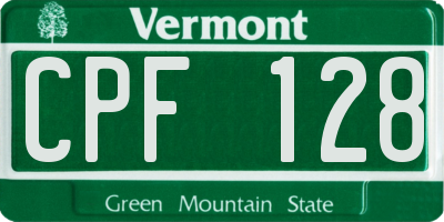VT license plate CPF128