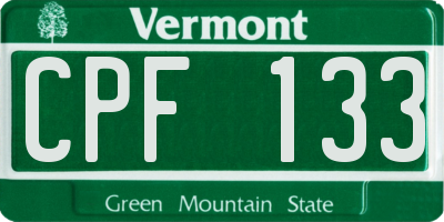 VT license plate CPF133