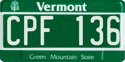 VT license plate CPF136