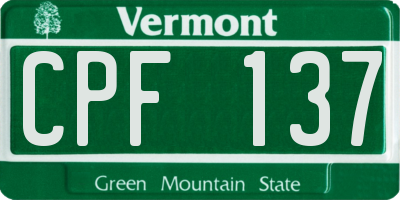 VT license plate CPF137