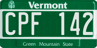 VT license plate CPF142
