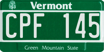 VT license plate CPF145