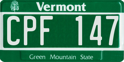 VT license plate CPF147