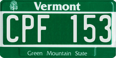 VT license plate CPF153