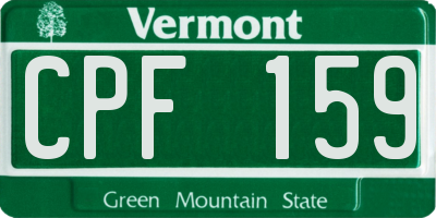 VT license plate CPF159
