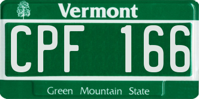VT license plate CPF166