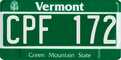 VT license plate CPF172