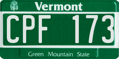 VT license plate CPF173