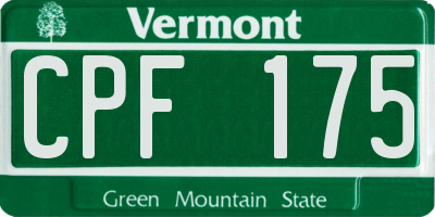 VT license plate CPF175