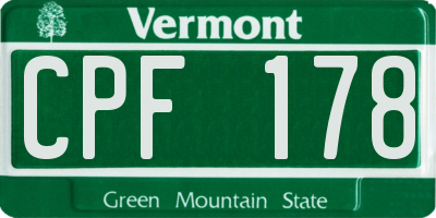 VT license plate CPF178