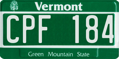 VT license plate CPF184