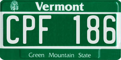 VT license plate CPF186