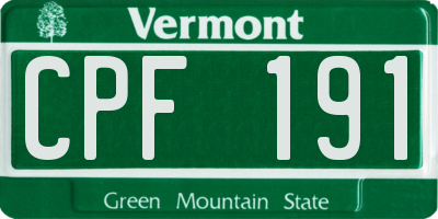 VT license plate CPF191