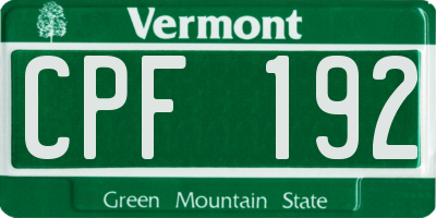 VT license plate CPF192