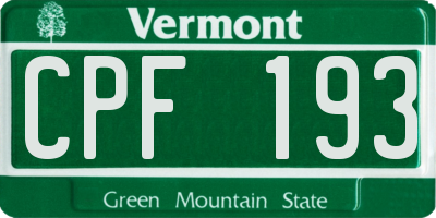 VT license plate CPF193