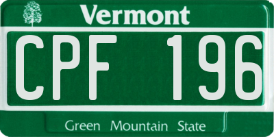 VT license plate CPF196