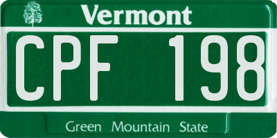 VT license plate CPF198