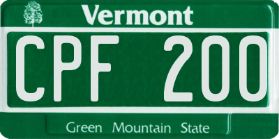 VT license plate CPF200