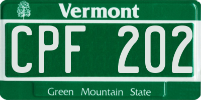 VT license plate CPF202