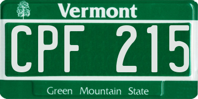 VT license plate CPF215