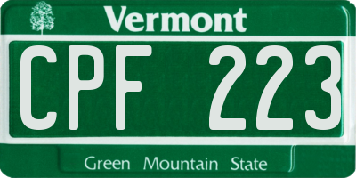 VT license plate CPF223