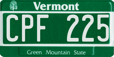 VT license plate CPF225