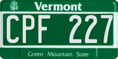 VT license plate CPF227