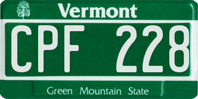 VT license plate CPF228