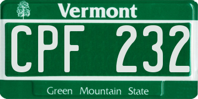 VT license plate CPF232