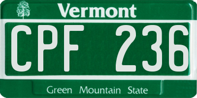 VT license plate CPF236