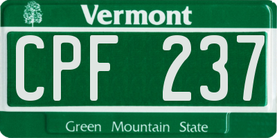 VT license plate CPF237