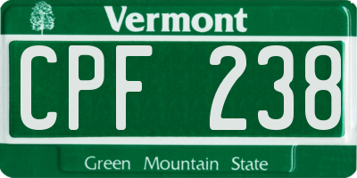 VT license plate CPF238