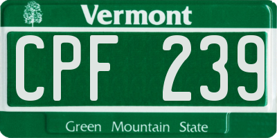 VT license plate CPF239