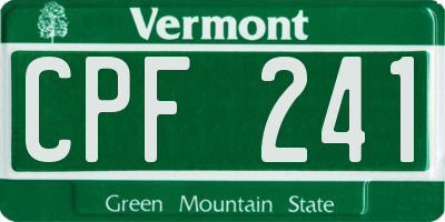 VT license plate CPF241