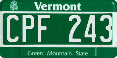 VT license plate CPF243