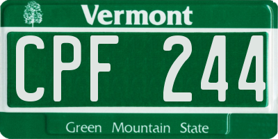 VT license plate CPF244